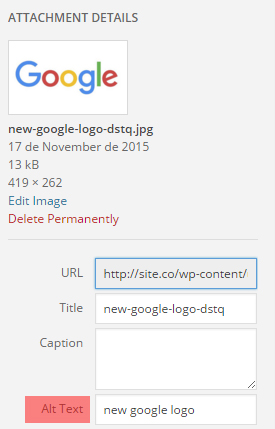 Writting the alt atribute on WordPress